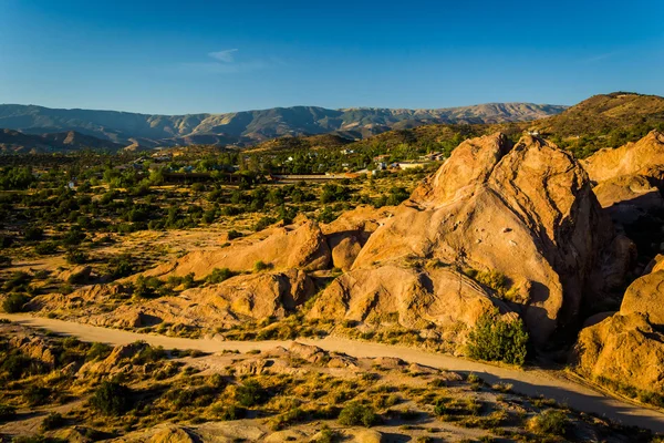 Rocks and view of distant mountains at Vasquez Rocks County Park