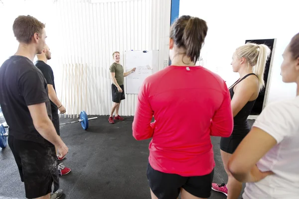 Personal trainer teaches his fitness workout team