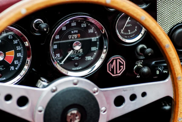 Detail old car steering wheel MG