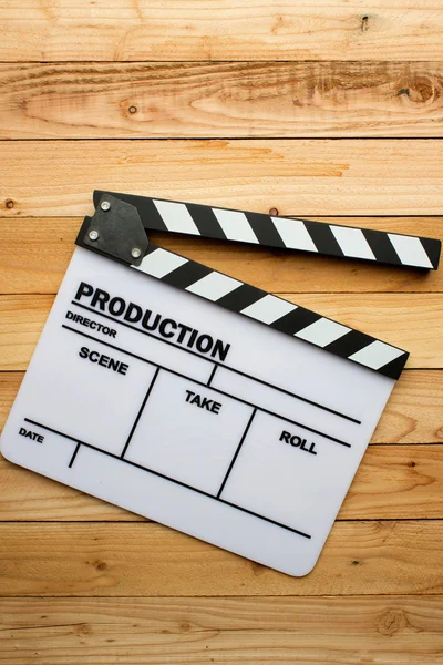 Movie slate film on wooden table