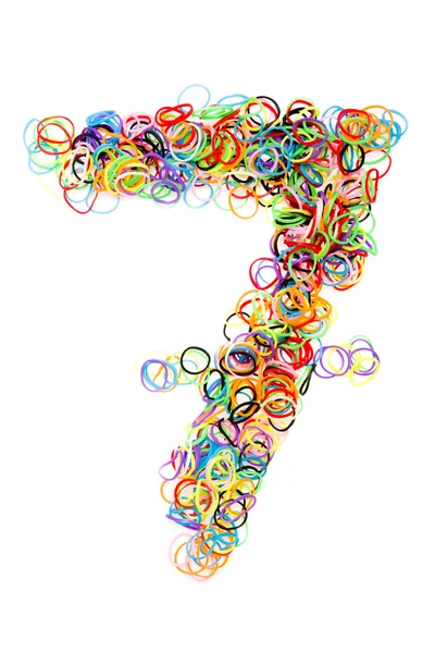 Colorful elastic rubber bands shape Number seven