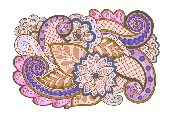Doodle background in vector with doodles, flowers and paisley