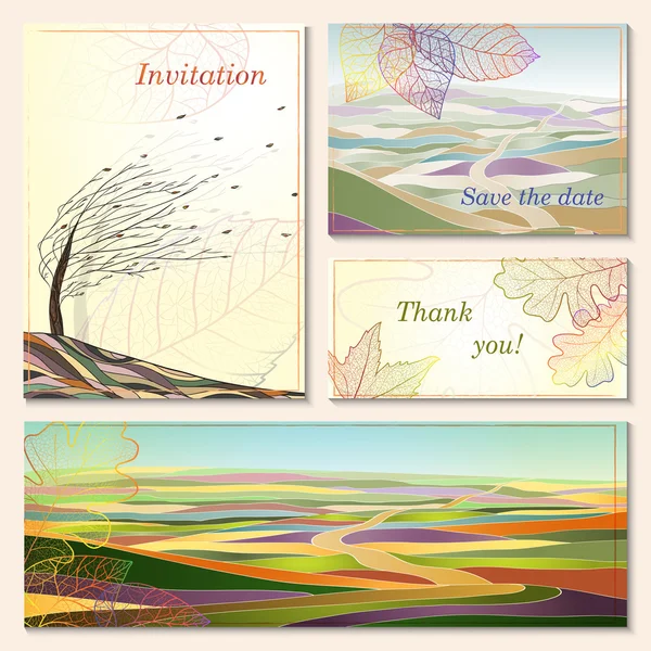 Invitation card with autumn landscapes.