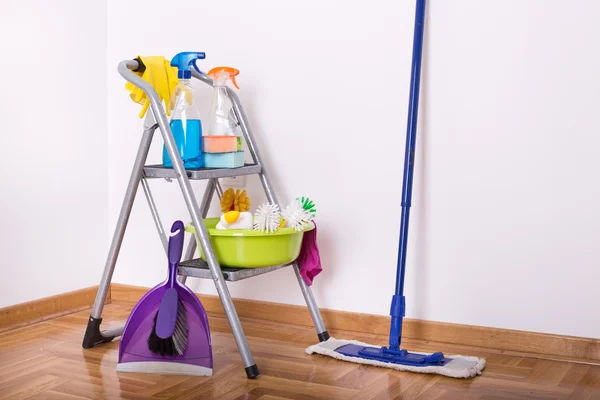 Cleaning equipment and supplies in the room