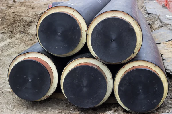 Stack of underground insulated pipes for heat system 2