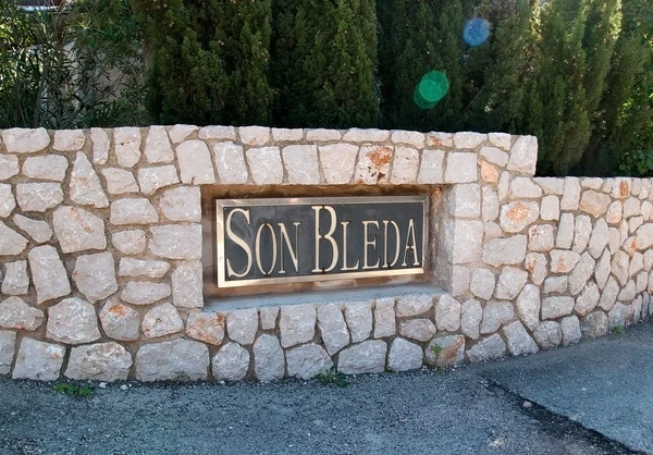 Entrance sign at the Son Bleda rural hotel