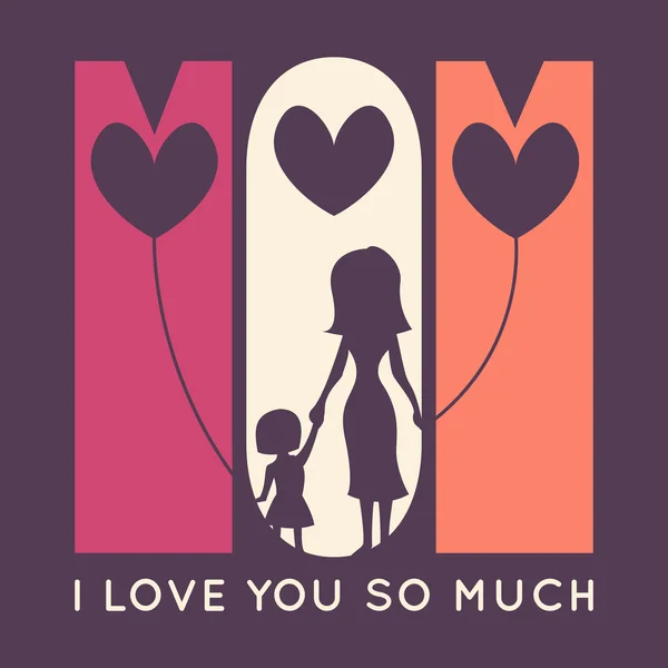 Happy Mother Day retro greeting card. Vector illustration