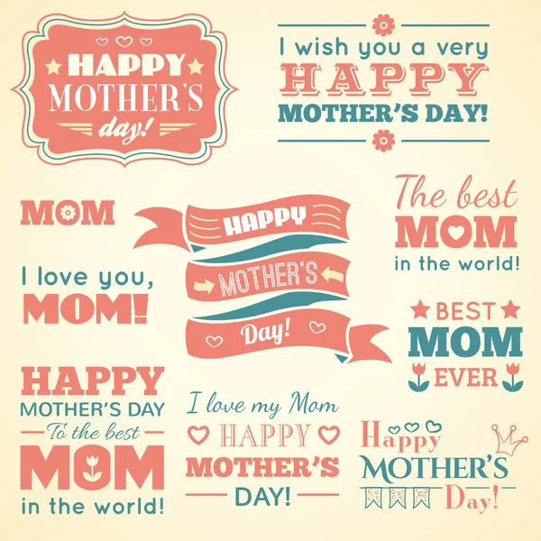 Happy Mothers day. Set of cute elements. Vector illustration