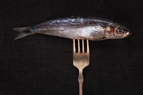 Fish on fork.