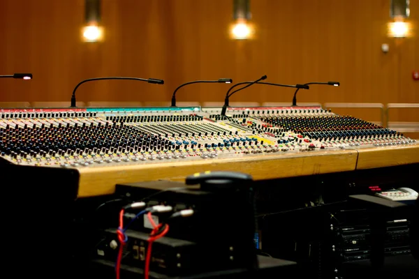 The work on the sound. sound engineering console.
