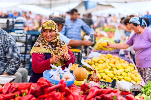 ISTANBUL, Turkey - November 2, 2015: Turkish vegetable grocery bazaar. The Grand Bazaar is one of the largest and oldest covered markets in the world.