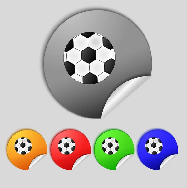 Football ball sign icon. Soccer Sport symbol. Set colourful buttons. Vector