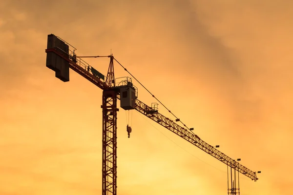 Silhouette of building construction on evening