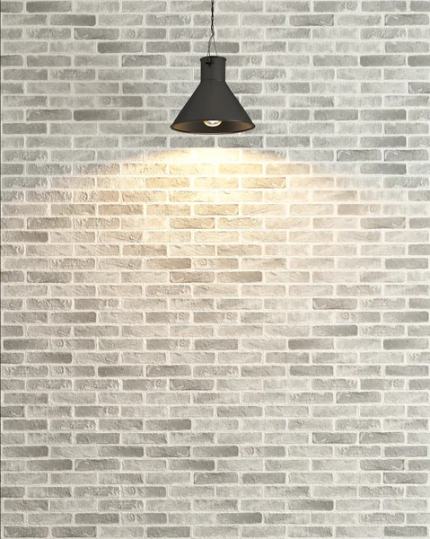 White brick wall decoration under the spot light rendering