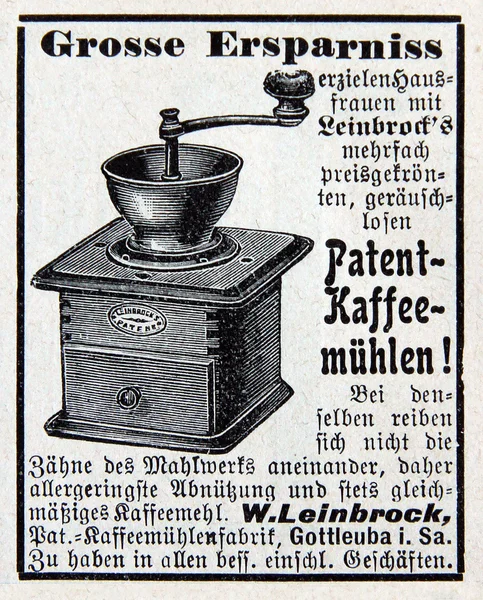 Mechanical coffee grinder advertising