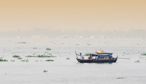 Isolate boat floating on the Mekong river