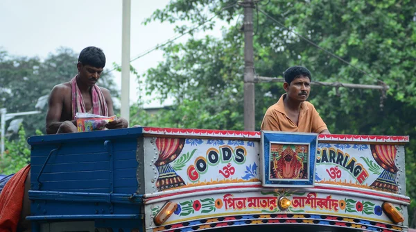 Indian people on the local bus in Delhi