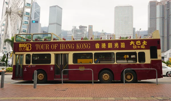 Double-deck bus running in Hong Kong