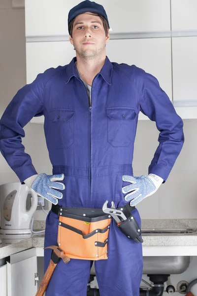 Plumber man with toolbelt