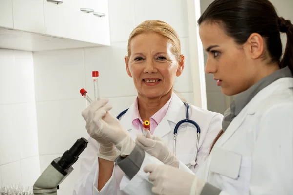 Couple concentrated in the lab