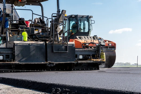 Road roller working on the construction site