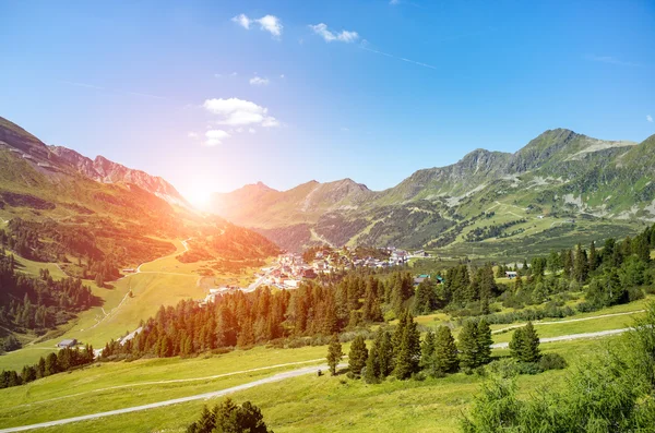 Sunset above mountains in Austria