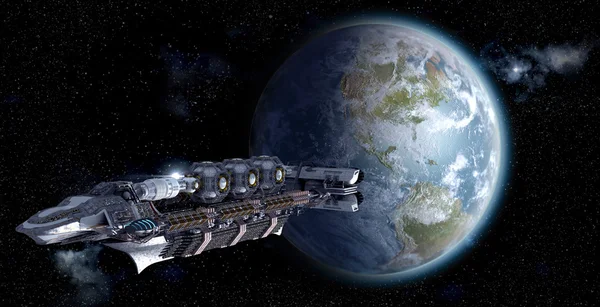 Alien Mothership or Spacelab leaving Earth