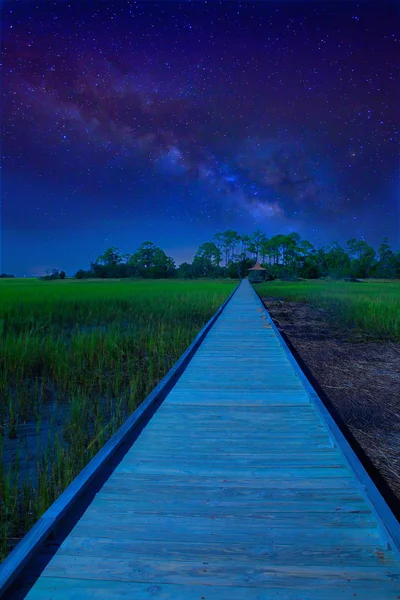 Path to unknown destination with milky way