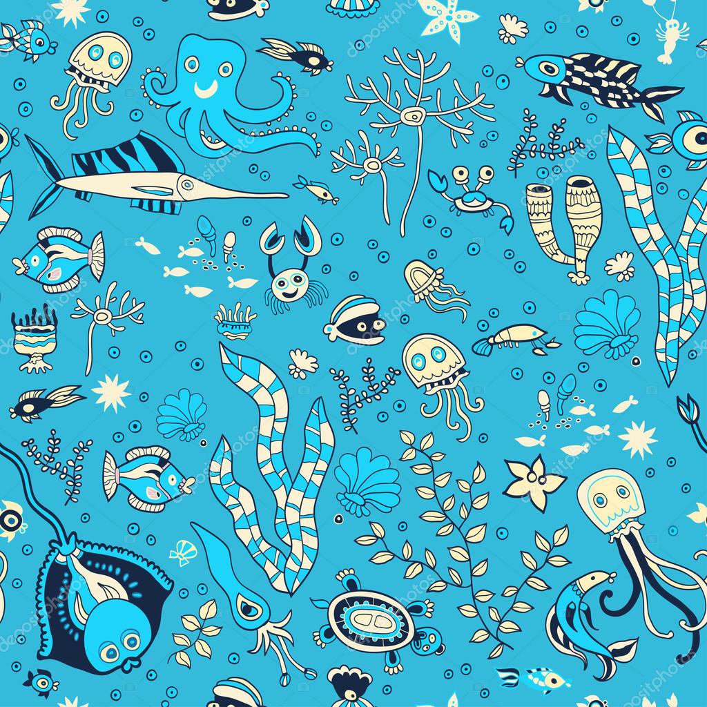 Fisch Tapete depositphotos 52779477 Under water world wallpaper with - Fisch Tapete
