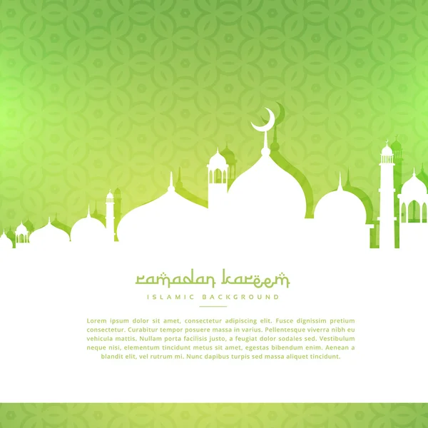 Mosque silhoutte in green pattern background