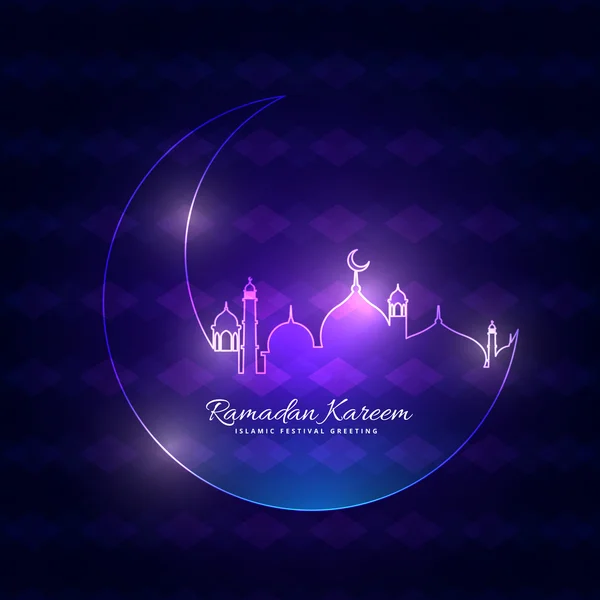 Glowing ramadan backgorund with moon and mosque