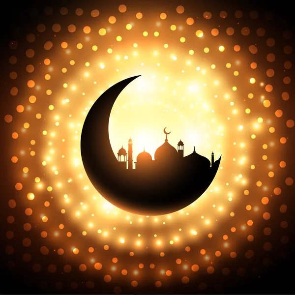 Mosque shape background in golden sparkle background
