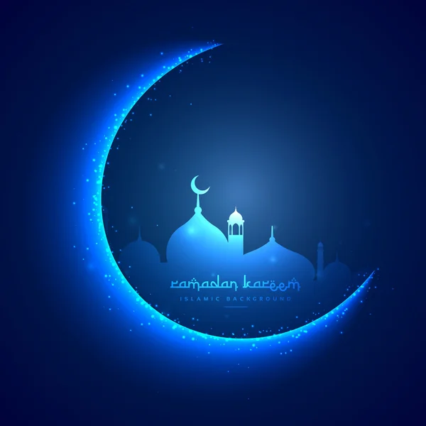 Eid greeting card with moon and masjid