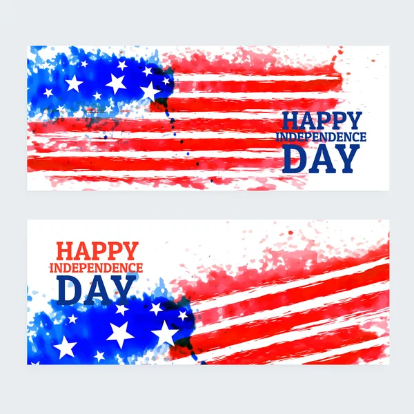 American independence day banners with watercolor flag