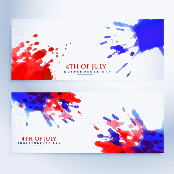 4th of july banners with ink splashes