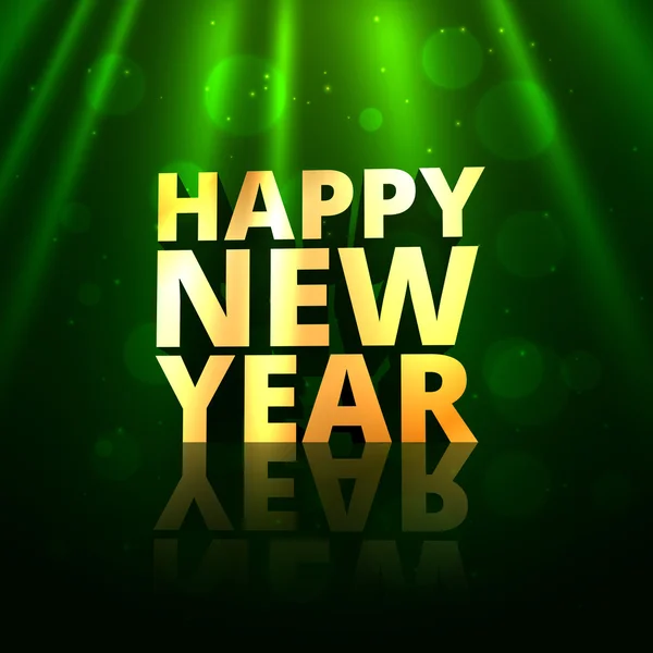 Happy new year golden text in greeting bokeh background