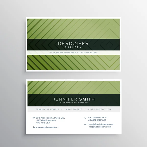 Modern green business card with line pattern