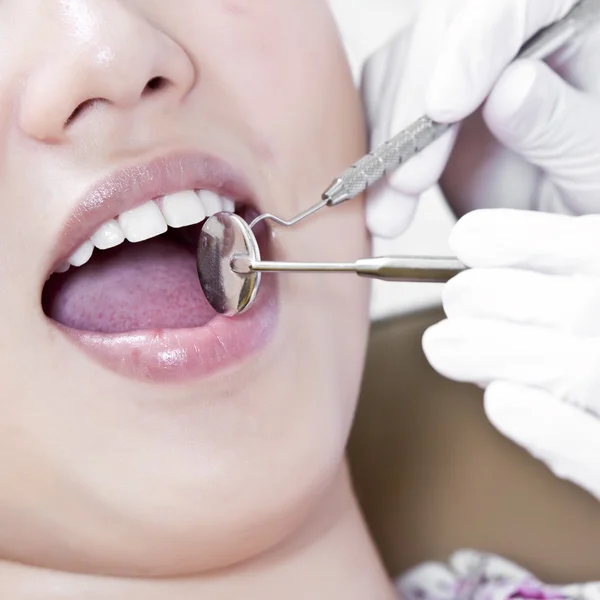 Healthy teeth patient at dentist office