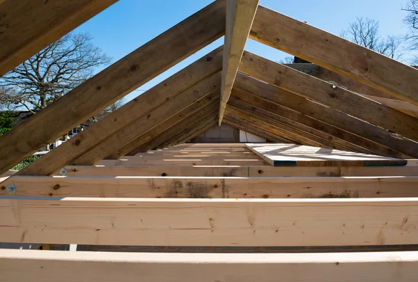 Construction work on a house.