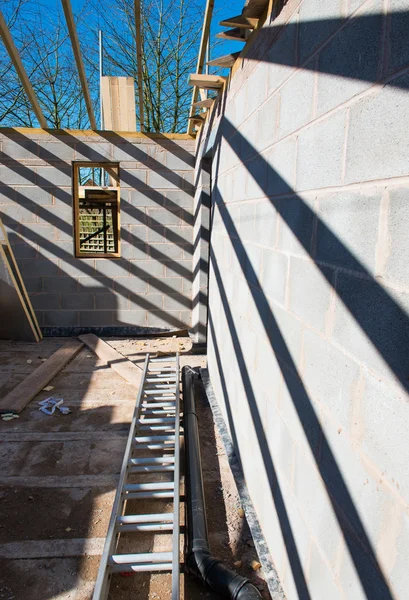 Construction work on a house.