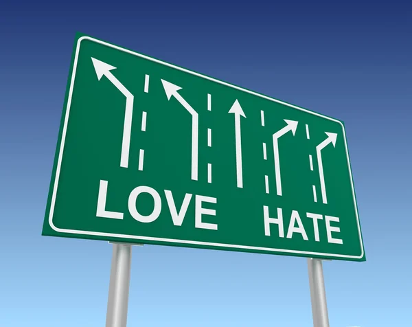 Love hate road sign 3d illustration