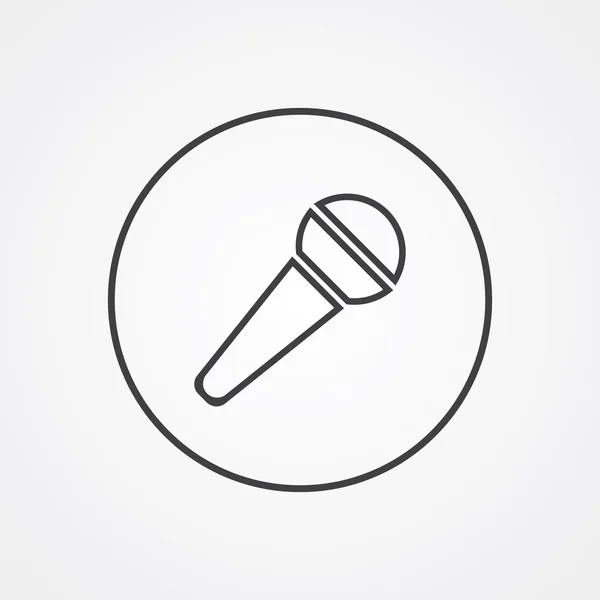 麦克风的大纲符号,黑暗在白色的背景,标志模板