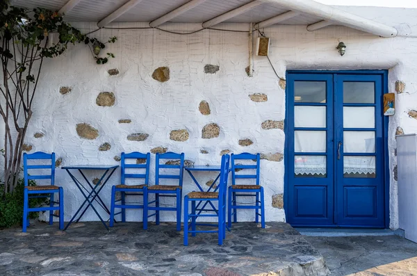 Facade of a small traditional tavern in Ano Koufonisi, Cyclades, Greece