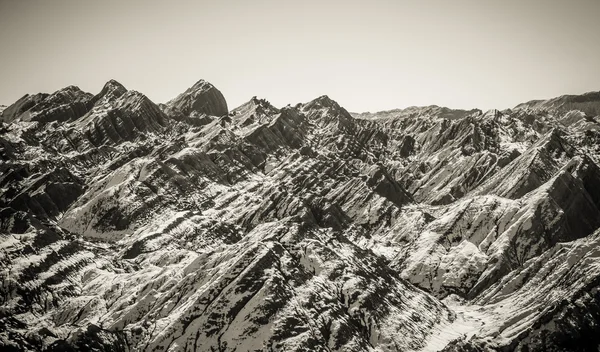 Mountain scenery in black and white