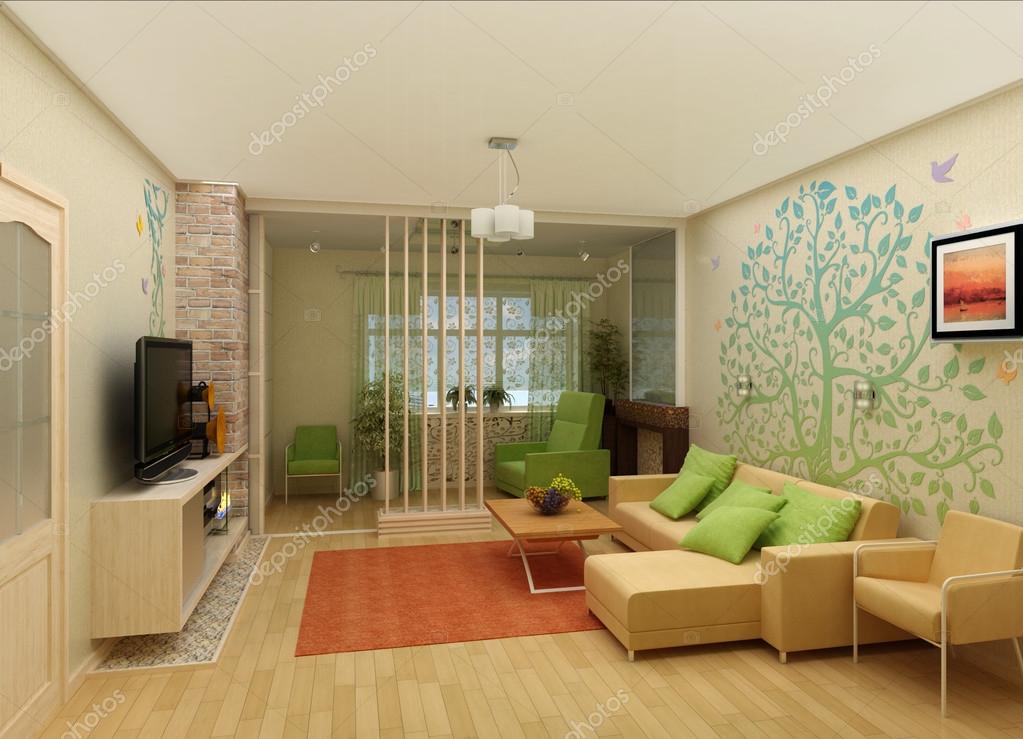 Living comedor con vista al paisaje, arquitectura de interiores 3d ...