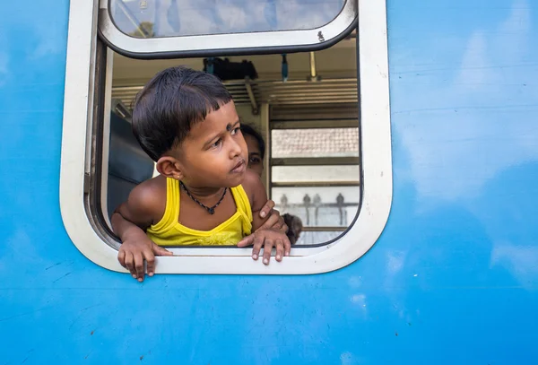 Coast, Sri Lanka - 03,02,2015: Railway, railway station, the jungle - the people in the cars