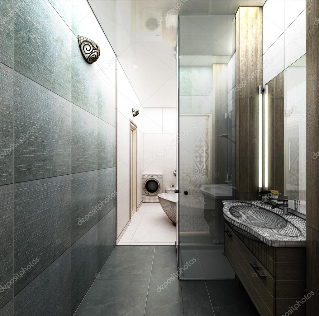 Rendering 3d en modernt badrum inredning — stockfotografi ...