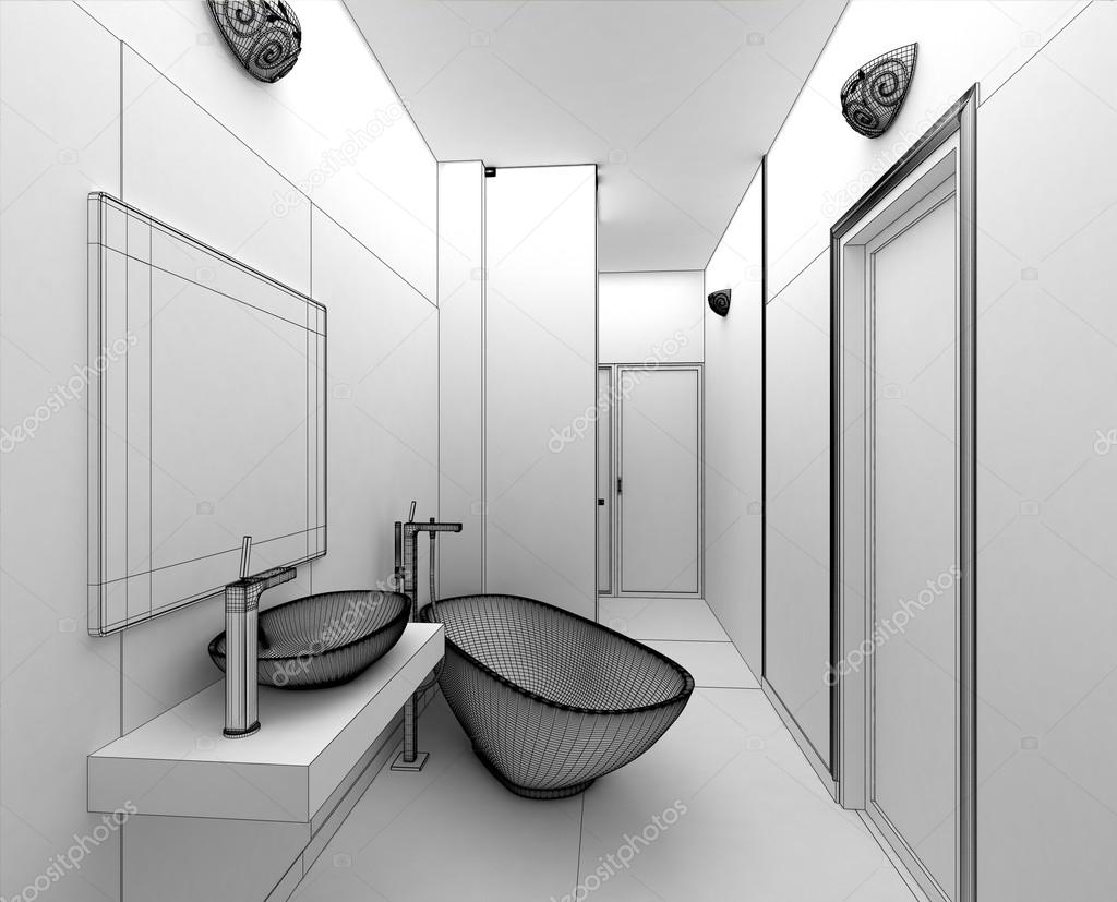 Rendering 3d en modernt badrum inredning — stockfotografi ...