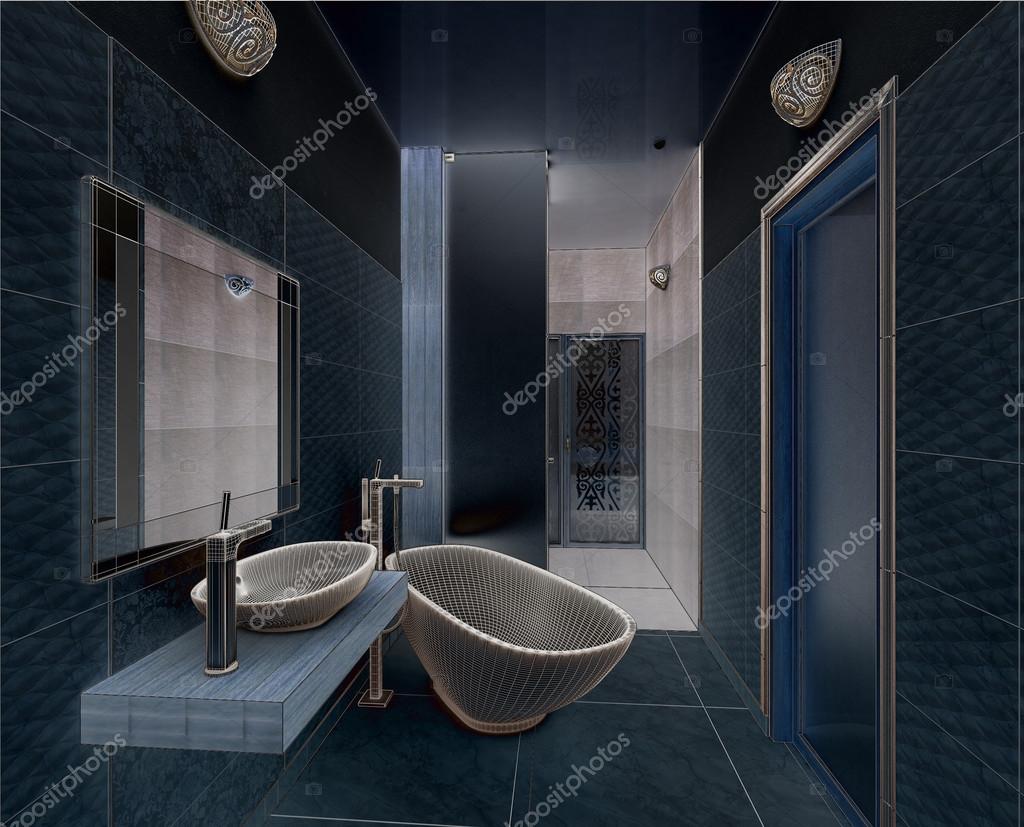 Rendering 3d en modernt badrum inredning — stockfotografi ...