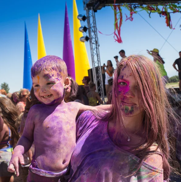 Cosmos Village, Almaty Province, Kazakhstan - 16 August 2015: The festival of ethnic music Forey, a lot of people gathers on this holiday to relax and have  fun. Ethnic open-air concert, where many